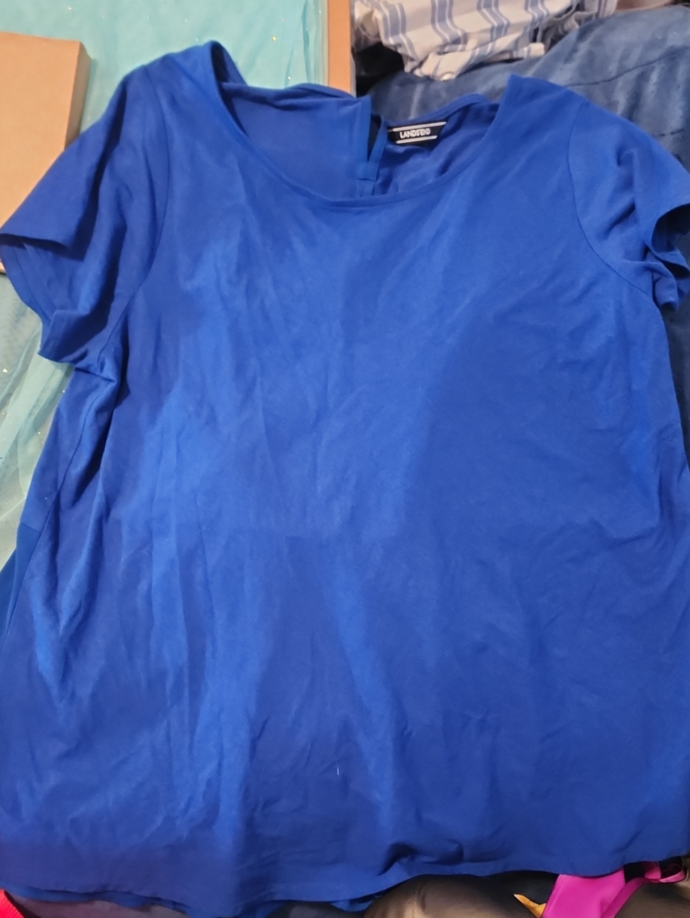 1X 16W-18W Lands' End Women's Royal Blue Short Sleeve Top